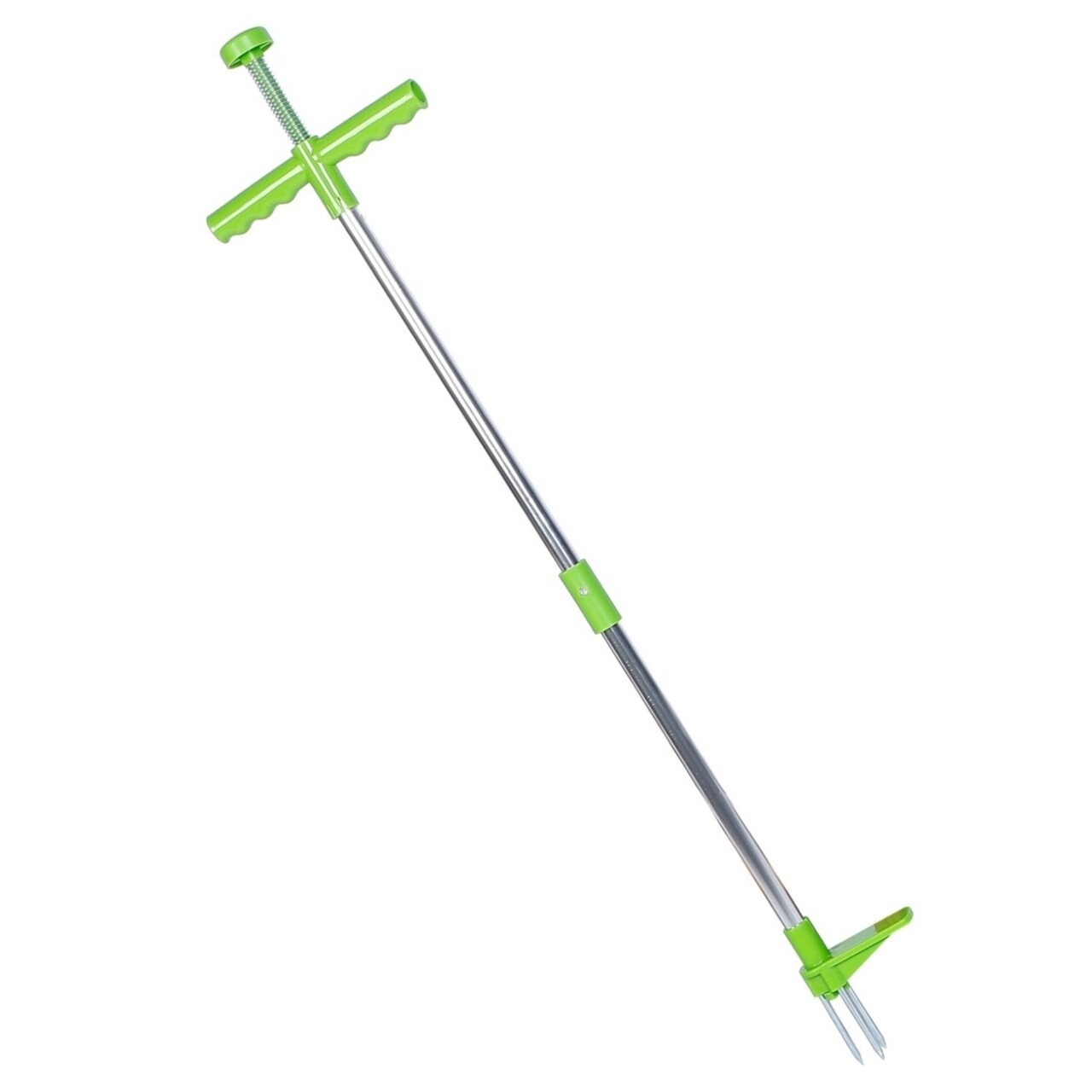 Weed Puller Twister Stand Up Root Removal Hand Tool 3 Claws Aluminum Grass Manual Remover 38.98In Long Handle With Foot
